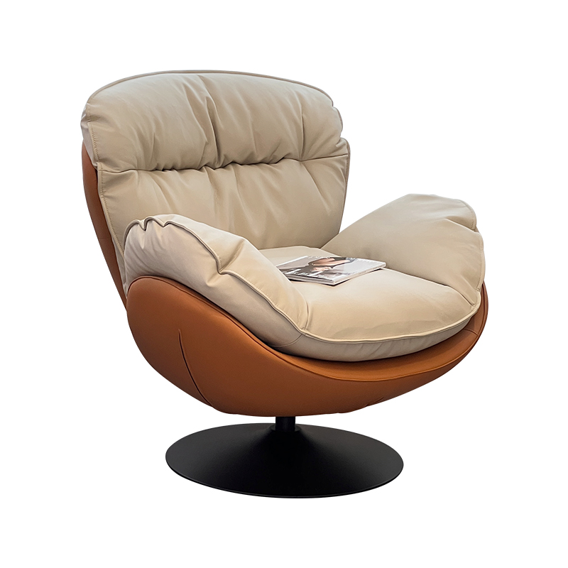设计师单人沙发旋转真皮懒人椅轻奢客厅家用躺椅看书休闲椅子