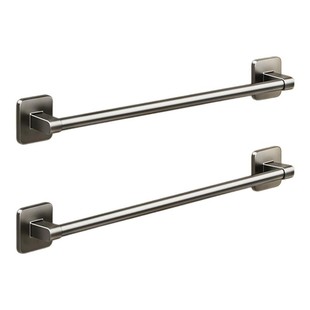 百悍毛巾杆毛巾架卫生间免打孔挂杆厕所置物架浴室架子太空铝双杆