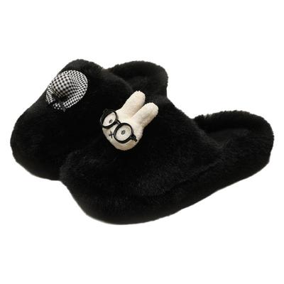 品牌毛毛拖鞋女外穿2025新款秋冬季加绒室内居家防滑软底懒人棉拖