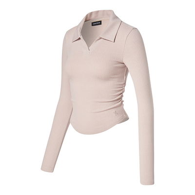 xexymix侧边抽褶小翻领长袖T恤