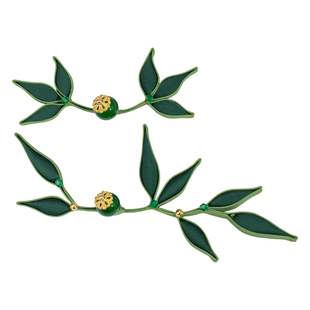 青丝原创旗袍盘扣扣子国风玉石竹叶花扣复古手工编织纽扣辅料配件