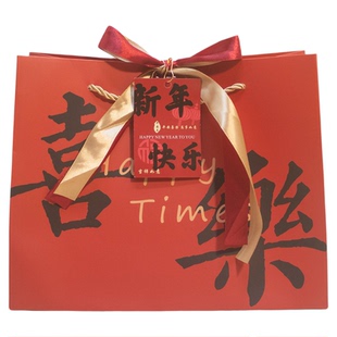 元旦春节红色礼品袋年会礼物包装袋新年高级感伴手礼手提袋纸袋大