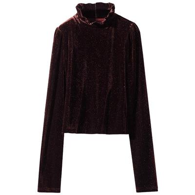 COCOBELLA亮片丝绒长袖衬衫