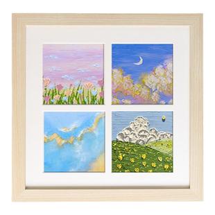 油画棒画框10X10cm四宫格生日快乐相框九宫格画框摆台挂墙作品框