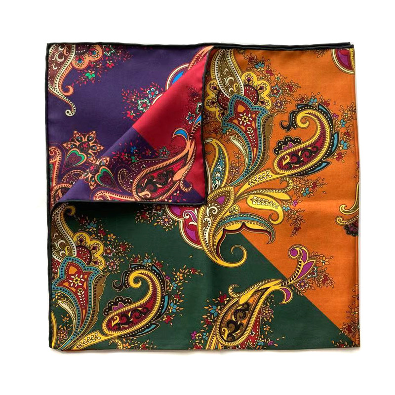 silkscarf桑蚕丝logo双面方巾