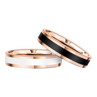 赤月素圈情侣戒指男士黑白硅胶钨金玫瑰金个性简约单身尾戒女食指