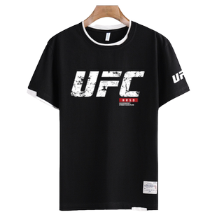 UFC轻重量级MMA混合格斗拳击自由搏击拼接短袖t恤衫男女纯棉半袖