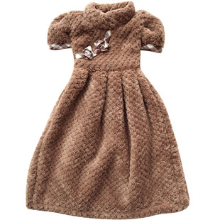 旗袍卡通公主裙擦手巾洗手间厨房挂式擦手毛巾可爱小衣服手帕手巾