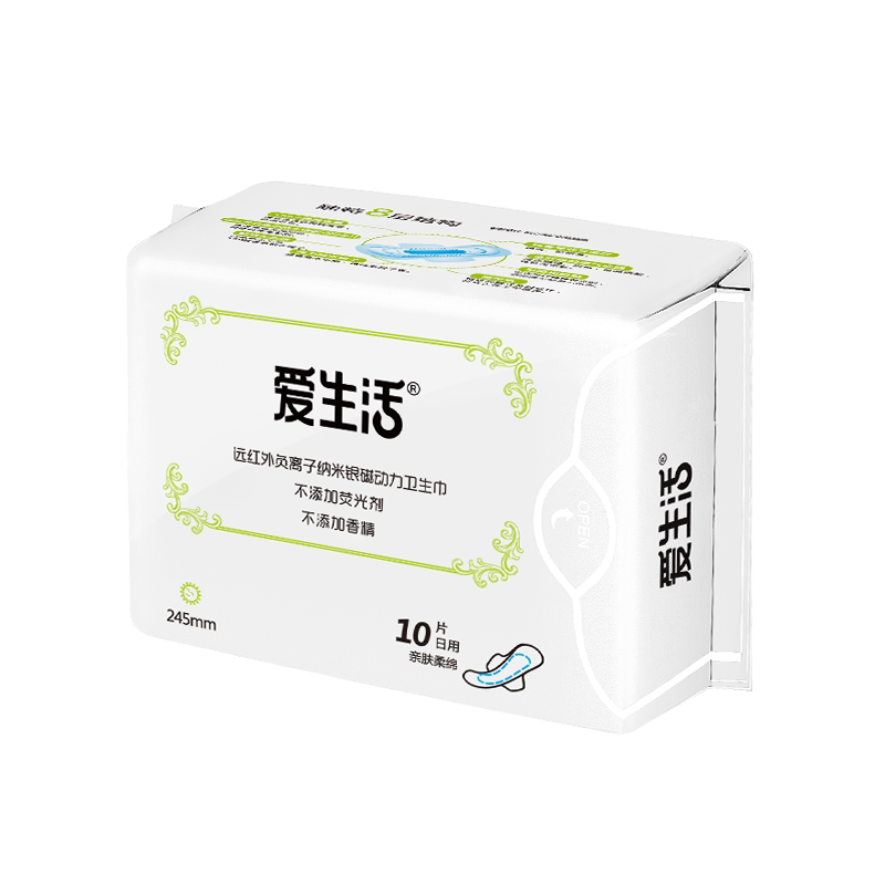 绿叶爱生活日用卫生巾棉柔透气超薄负离子日用无荧光剂干爽姨妈巾
