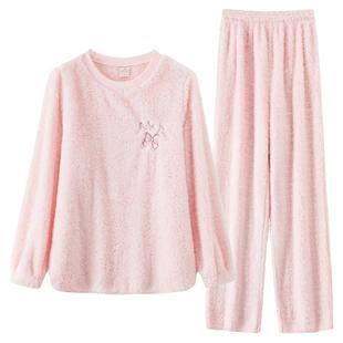 RoseTree珊瑚绒睡衣女冬季法兰绒加厚保暖套头家居服套装2026新款