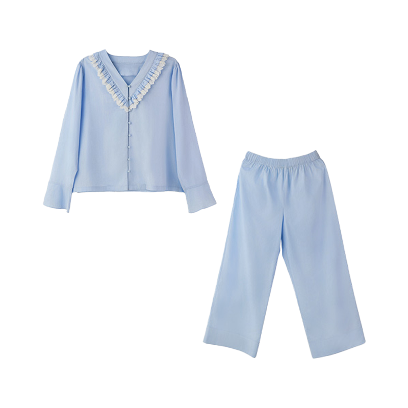 明星同款chyooh池攸秋季新品纯棉家居服简约舒适可外穿长袖睡衣