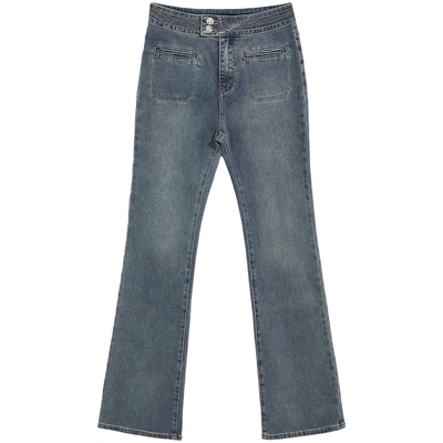 bebe冬季新款复古肌理感牛仔裤