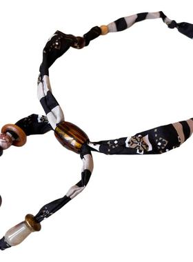 腰果花串珠抽拉调节丝巾项链配饰