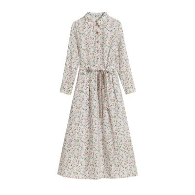 2026春纯棉碎花显瘦连衣裙长裙