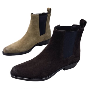 欧货全真皮女靴子2026新款英伦风马丁靴尖头切尔西靴复古粗跟短靴