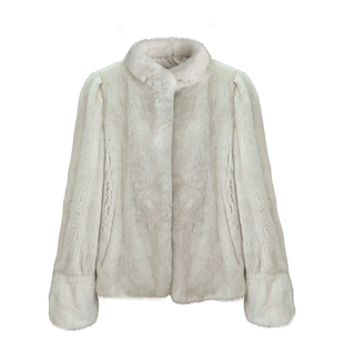 茉萱 布尔乔亚 紫标天鹅绒水貂立领貂皮大衣女整貂喇叭袖皮草外套