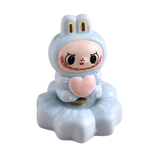 创意陶瓷旋转拉布布摆件可爱转转乐办公室桌面解压迷你装饰品礼物