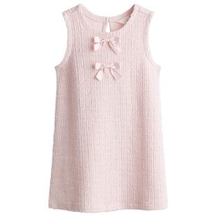 HM2026春季新款童装儿童女童蝴蝶结设计圈绒梭织连衣裙1336069