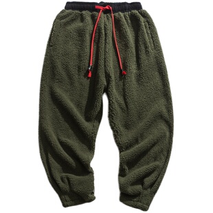 无梦记中国风男冬季加厚保暖羊羔毛休闲裤情侣宽松中性棉裤长裤子