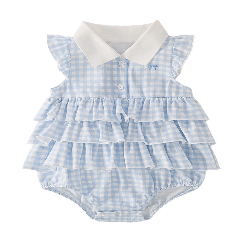 婴童连身衣夏季女童爬服花边新生幼儿衣服薄款A类宝宝夏装小女孩