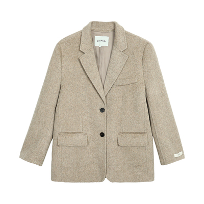 pusumede 柏朗早刊 1OO羊毛宽松西装外套女轻雅通勤呢子西服上衣