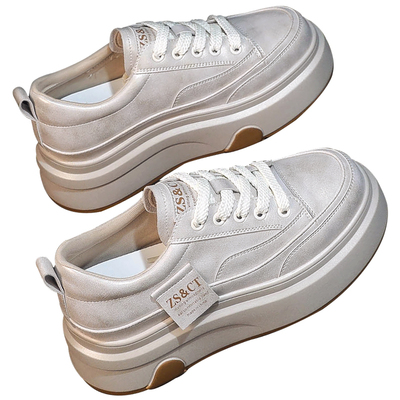 厚底小白鞋女2025年秋季新款百搭超火透气休闲运动内增高板鞋爆款