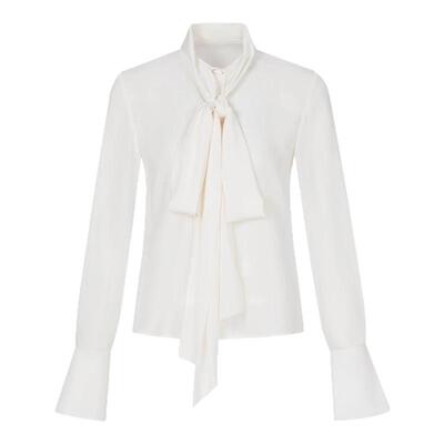 【赵露思许妍同款】许我耀眼 Clink Clunk秋季全真丝领巾绑带衬衫