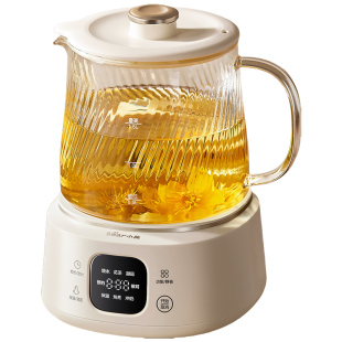 小熊全玻璃养生壶家用1.5L养生烧水壶加厚纯玻璃煮花茶壶炖煮一体