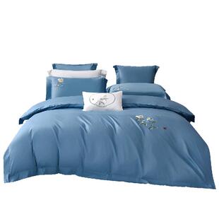 富丽真金100支长绒棉纯棉全棉中式四件套轻奢被套床上用品意庭