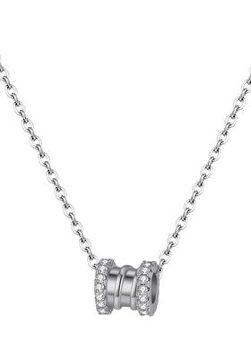 遇图小蛮腰银镶环钻项链女设计感