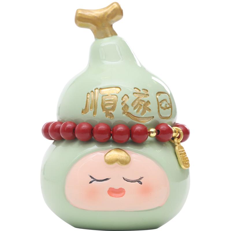 2025好運葫蘆網(wǎng)紅車載飾品擺件高級感中控臺打工人福祿桌面擺件