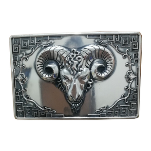 大师男饰羊头皮带扣999纯银足银版扣厚重霸气皮带扣头裤腰带定制