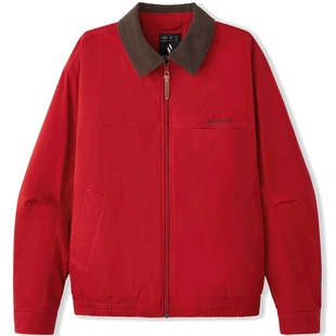 成毅同款|斯凯奇夹棉外套新年战袍2026男女本命年红翻领夹克百搭