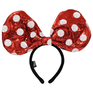 迪士尼发箍正品超大蝴蝶结米妮亮片波点头箍