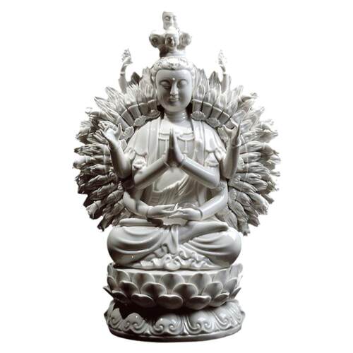 戴玉堂陶瓷摆件《千手千眼观音菩萨像》德化白瓷佛像家居装饰品