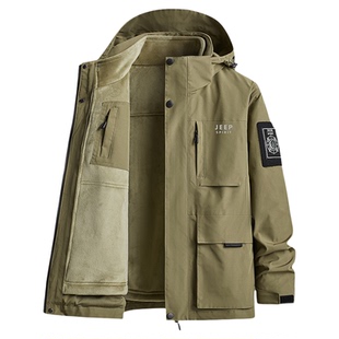 吉普JEEP外套男冬季三合一可拆卸冲锋衣加绒加厚风衣保暖休闲夹克
