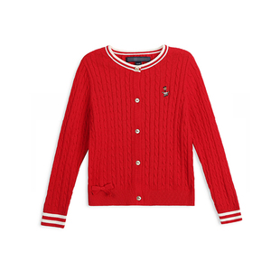 全店清仓不退不换 2021新品 TW家 女童纯棉红色洋气针织开衫 外套