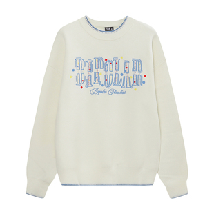 BIPOLAR几何撞色套头毛衣美式休闲圆领宽松针织衫上衣男百搭新款