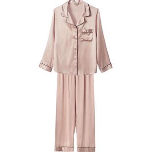 真丝睡衣女秋冬两件套100%桑蚕丝男金三塔情侣丝绸简约家居服套装