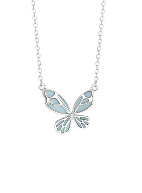 蝴蝶项链女生纯银夜光锁骨链生日