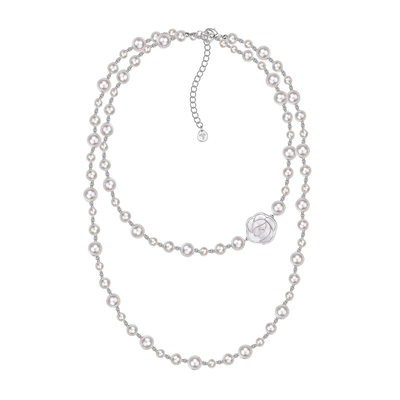 白贝母玫瑰珍珠长项链