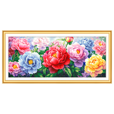 2025新款花开富贵十字绣高级客厅