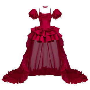 【二重奏】withpuji原创设计双子鱼骨超短jsk拖尾接袖套装lolita