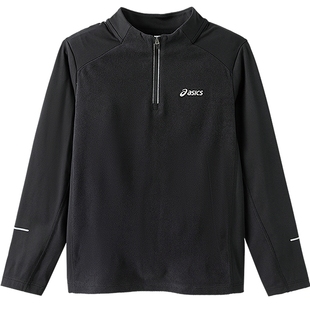 亚瑟士儿童冬季新款加绒长袖T恤男童拉链吸湿速干衣羽毛球训练服