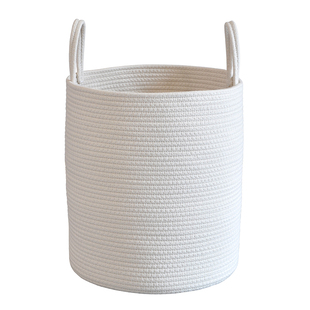 手工编制棉线布艺收纳篮带提手脏衣篮衣服毛绒玩具收纳桶储物篮筐