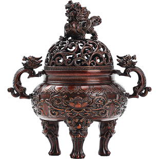升级款仿古狻猊纯铜香炉家用室内盘香炉檀香熏香炉宣德香薰炉摆件