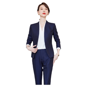 诗璐雅职业西装套装女春秋V领修身商务正装通勤售楼处经理工作服