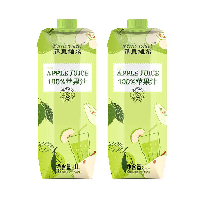 菲里维尔100%复原苹果汁饮料夏日饮品畅饮1L*2瓶大瓶分享聚会装
