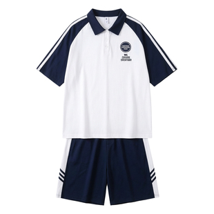 青少年夏季短袖t恤男孩12-15岁初中学生短裤运动套装13大童POLO衫