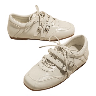 真皮厚底德训鞋女款2026新款春季红色鞋子内增高小皮鞋玛丽珍单鞋